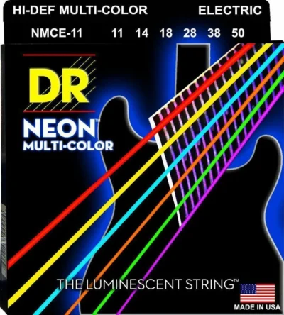 DR Strings Hi-Def NEON Multi-Color Coated Heavy Electric Guitar Strings 11 - 50