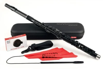 NUVOBAND FLUTE, OFFSET G & A KEYS, POLYMER PLASTIC, BLACK