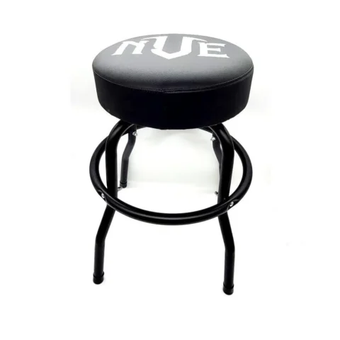 NVE Branded Bar / Guitar Stool - Black with Black Padded Top