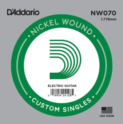 D'Addario NW070 Nickel Wound Electric Guitar Single String, .070