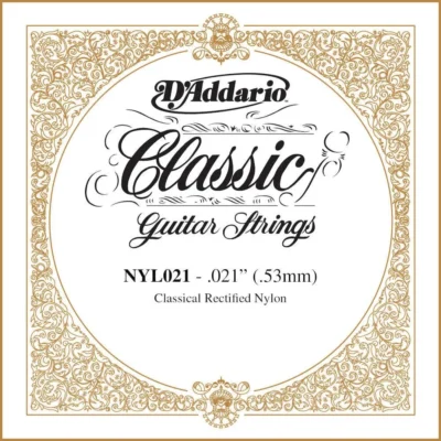 D'Addario NYL021 Rectified Nylon Classical Guitar Single String ,.021