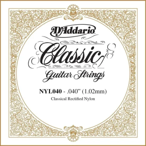 D'Addario NYL040  Rectified Nylon Classical Guitar Single String ,.040