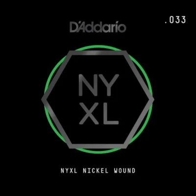 D'Addario NYNW033 NYXL Nickel Wound Electric Guitar Single String, .033