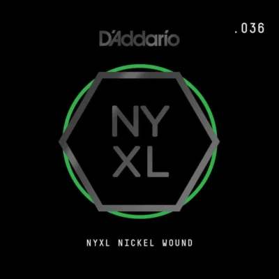 D'Addario NYNW036 NYXL Nickel Wound Electric Guitar Single String, .036
