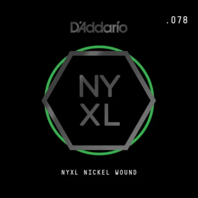 D'Addario NYNW078 NYXL Nickel Wound Electric Guitar Single String, .078