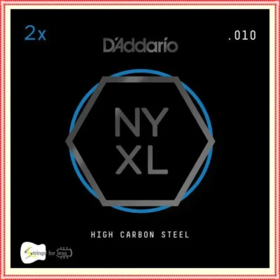 D'Addario NYXL Plain Steel Guitar Strings, .010, 2 single Strings per pack