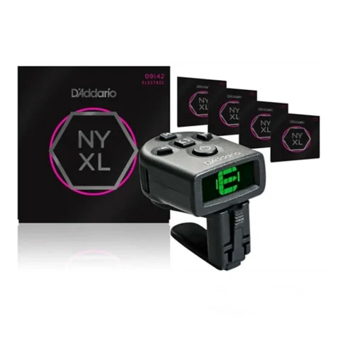 D'Addario NYXL0942 Guitar Strings 5 Sets + Micro Rechargeable HeadStock Tuner