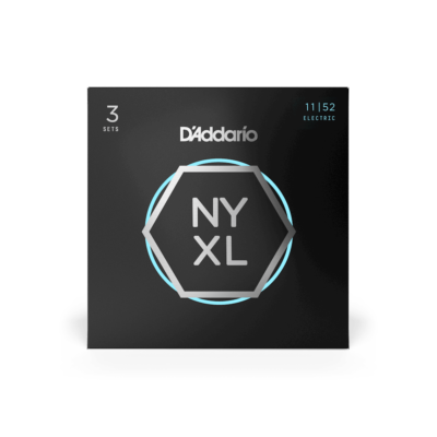 D'Addario NYXL1152 Nickel Wound Electric Guitar Strings, Medium Top / Heavy Bottom, 11-52, 3 Sets