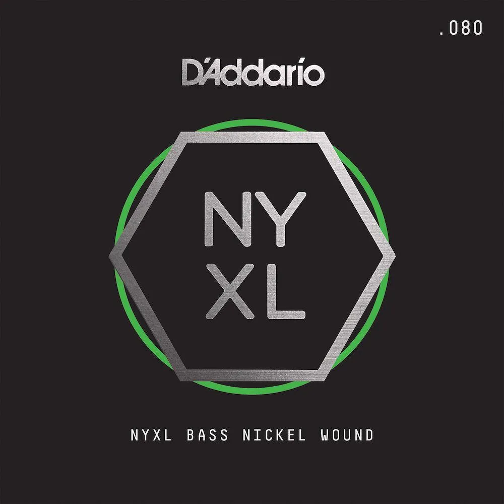 D'Addario NYXLB080, NYXL Nickel Wound Bass Guitar Single String, Long Scale, .080