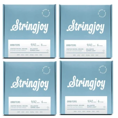 Stringjoy Orbiters | Balanced (9-42) Coated  Electric Guitar Strings 4 Sets