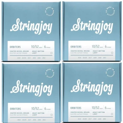 Stringjoy Orbiters | (10-52) Coated Nickel Wound Electric Guitar Strings 4 Sets
