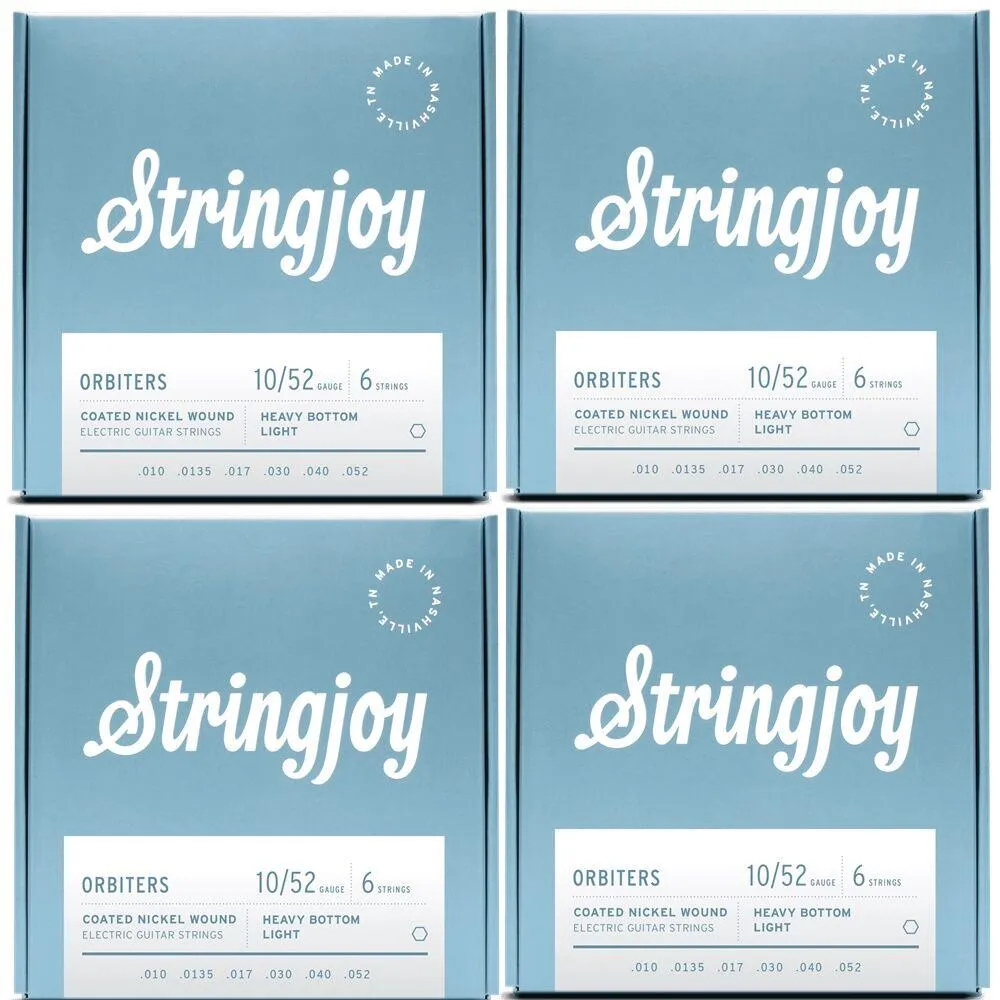 Stringjoy Orbiters | (10-52) Coated Nickel Wound Electric Guitar Strings 4 Sets