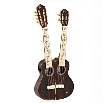 ORTEGA HYDRA Double Neck Tenor Ukulele, 4/8 Acoustic/Electric with Case