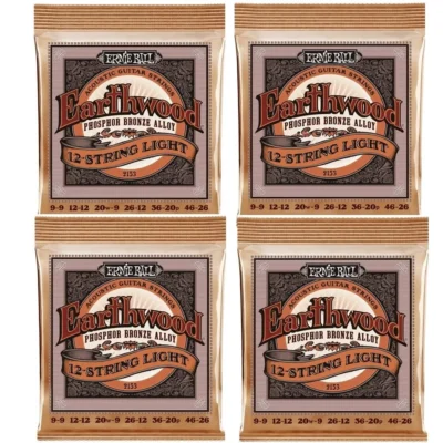 4 sets Ernie Ball Earthwood 12-String Light Phosphor Bronze Acoustic Guitar Strings