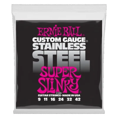 Ernie Ball Super Slinky Stainless Steel Wound Electric Guitar String 9-42 Gauge