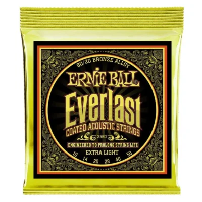 Ernie Ball Everlast Extra Light Coated 80/20 Bronze Acoustic String, 10-50 Gauge