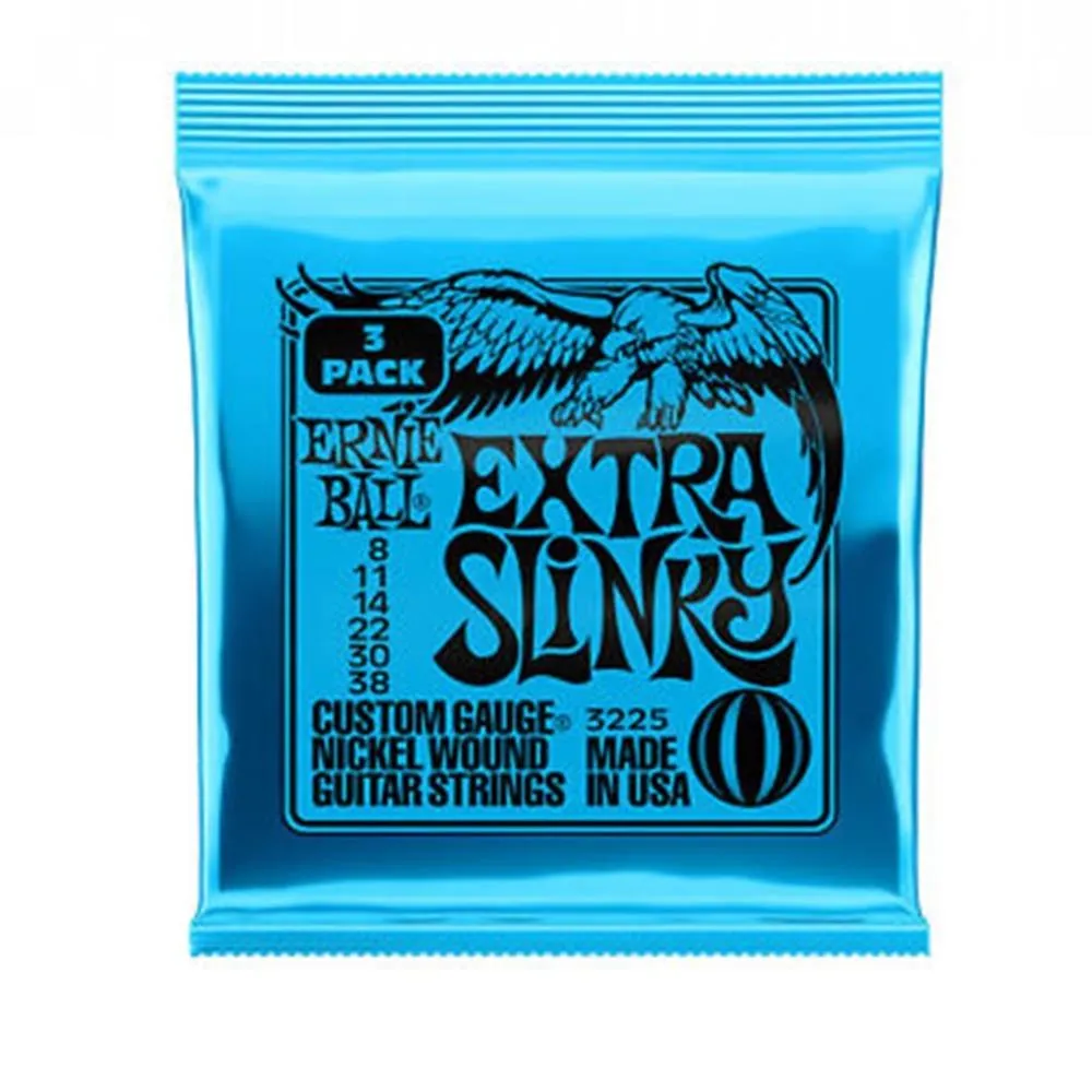 Ernie Ball Extra Slinky Nickel Wound Electric Guitar Strings 8-38 Gauge, 3 SETS