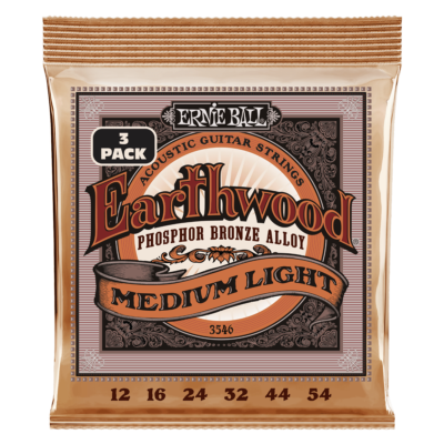 Ernie Ball Earthwood Phos Bronze Acoustic Guitar Strings 12 - 54, - 3 SETS