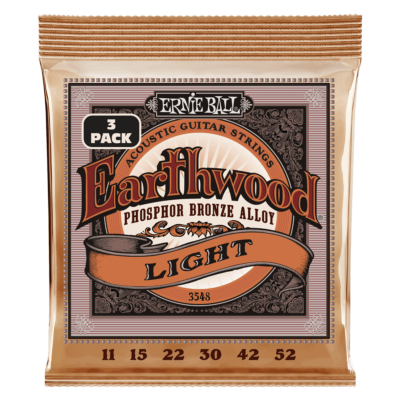 Ernie Ball Earthwood Phos Bronze Acoustic Guitar Strings 11 - 52, - 3 SETS