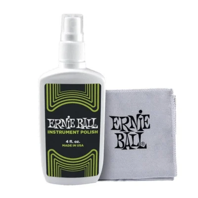 Ernie Ball Proprietary Polish with Microfiber Polish Cloth With Stitched Edge