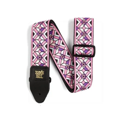 Durable And Comfortable Premium Leather Ends Kaleidoscope Pink Jacquard Strap