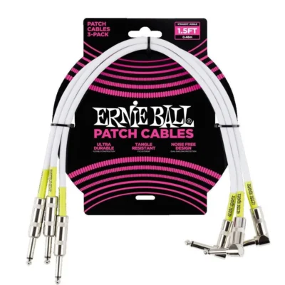 Ernie Ball High Quality Straight - Angle Patch Cable 3 Pack - White - 45cm