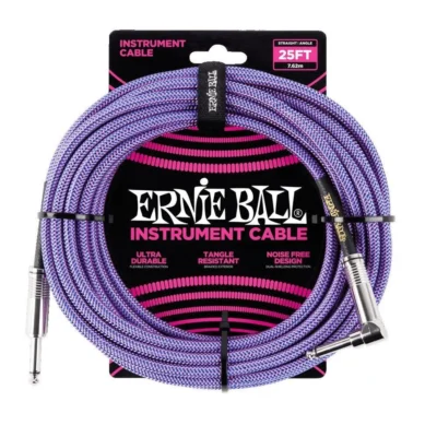 Ernie Ball 7.5 Meter Braided Straight - Angle Instrument Cable - Purple