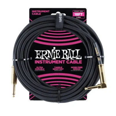 Ernie Ball 5.5 Meters Braided Straight  - Angle Inst Cable - Black