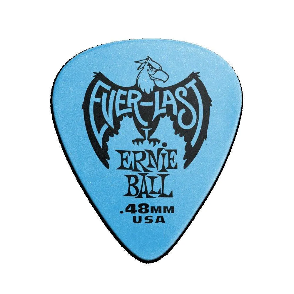 Ernie Ball Ultra Durable Non-Slip 0.48 mm Everlast Picks 12 Pack - Blue