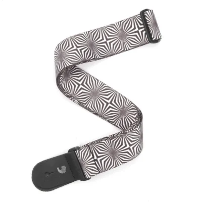 D'Addario Polyester Guitar Strap, Optical Art. White