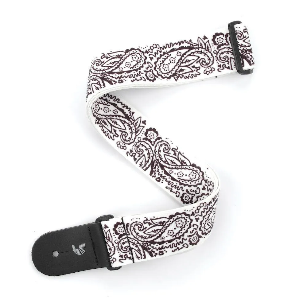 D'Addario Woven Guitar Strap, Paisley, White
