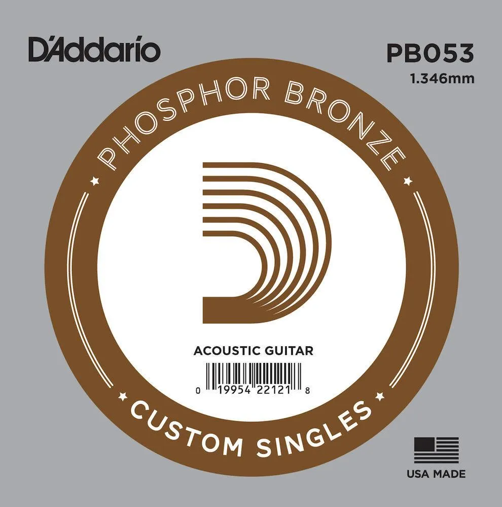 D'Addario PB053 Phosphor Bronze Wound Acoustic Guitar Single String, .053