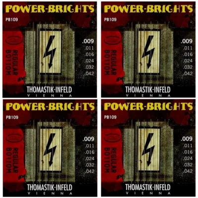 4 sets Thomastik-Infeld PB109 Power Bright Regular Bottom Electric Guitar Strings 9-42