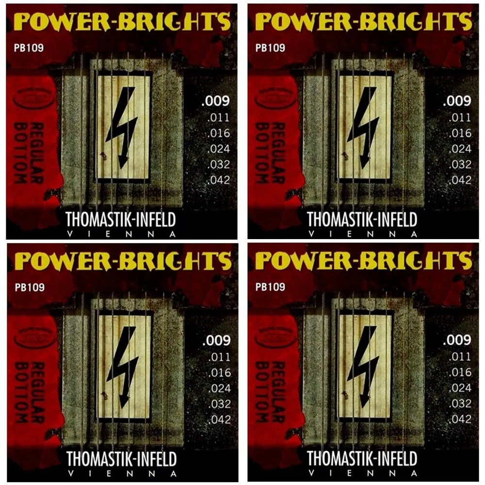 4 sets Thomastik-Infeld PB109 Power Bright Regular Bottom Electric Guitar Strings 9-42