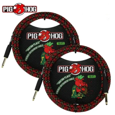 Pig Hog Tartan Plaid Vintage Instrument Cable, 10ft - 2 Pack