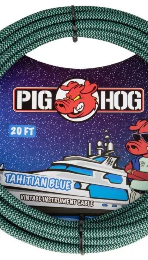 Pig Hog PCH20RA Vintage Series Instrument Cable 1/4" Tahitian blue - 20 Foot