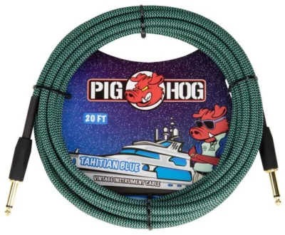 Pig Hog PCH20RA Vintage Series Instrument Cable 1/4" Tahitian blue - 20 Foot