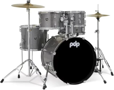 PDP Center Stage  5-piece Complete Drum Set with Cymbals - Silver Sparkle