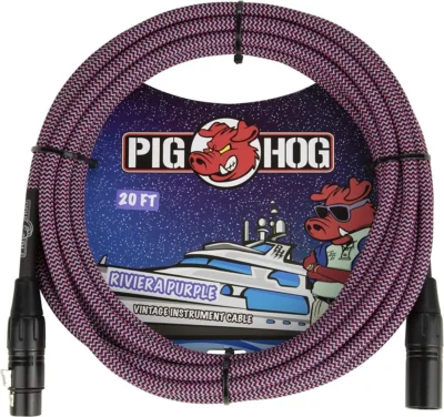 Pig Hog Riviera Purple Woven High Performance XLR Mic Cable, 20 Feet