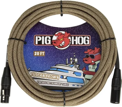 Pig Hog Tuscan Brown Woven High Performance XLR Mic Cable, 20 Feet