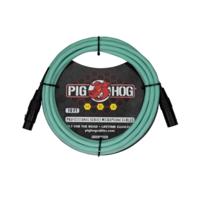 Pig Hog Hex Series Microphone XLR Cable, 10ft – Seafoam Green