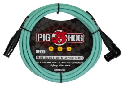 Pig Hog Hex Series Microphone XLR Cable, 10ft – Seafoam Green -  Right Angle