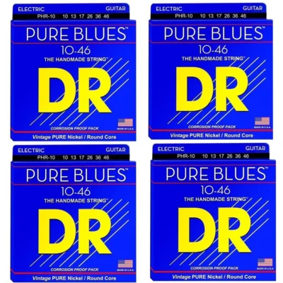 DR Strings PHR-10 Pure Blues  Electric Guitar Strings 10-46 - 4 Sets