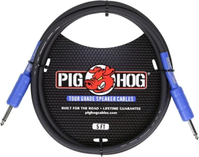 Pig Hog PHSC5 High Performance 14 Gauge 9.2mm 1/4" Speaker Cable, 5 Feet