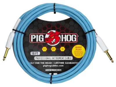 Pig Hog Hex Series Silent Instrument Cable 10 ft Daphne Blue