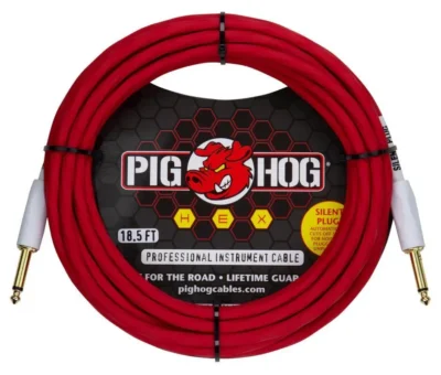 Pig Hog Hex Series Silent Instrument Cable 18.5 ft Candy Apple Red