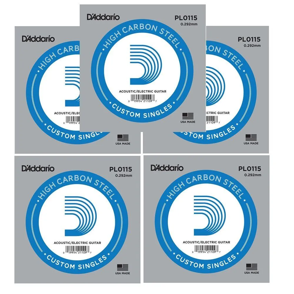 D'Addario Plain Steel Guitar Single String for Electric / Acoustic Guitar , .0115 x 5