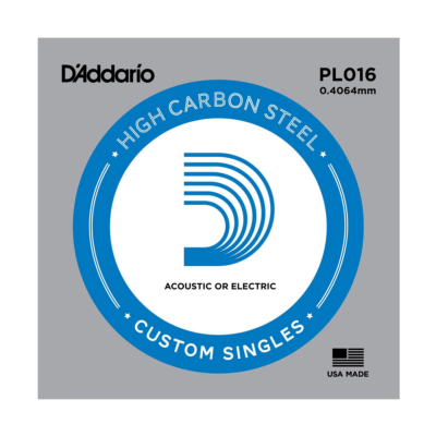 D'Addario PL016 Plain Steel Guitar Single String, .016