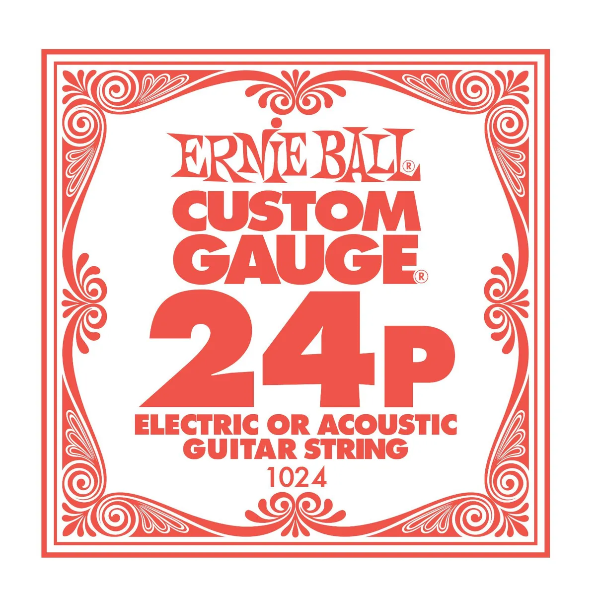 Ernie Ball Nickel Plain Single Acoustic/Electric Guitar String .024 Gauge 1024