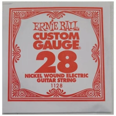1x Ernie Ball Nickel Wound Single Electric Guitar String .028 Gauge PO1128